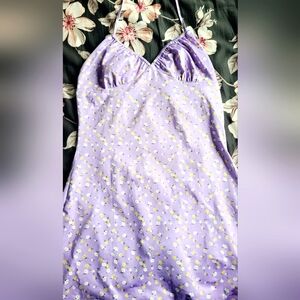 Medium Purple with Yellow Flowers Dress by SHEIN